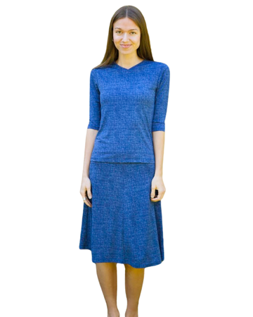 Jackie O' 2PC-JR-CVRP-NVD Navy Denim Junior Swim Top & Skirt Set myselflingerie.com
